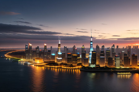 City skyline made of finance chartsの素材