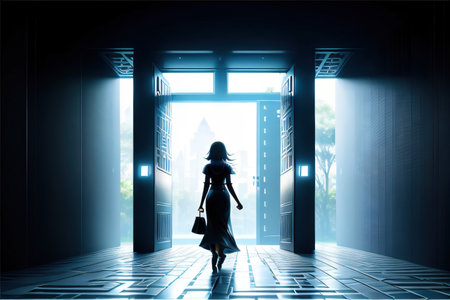 silhouette in maze or Finding solution and selfの素材