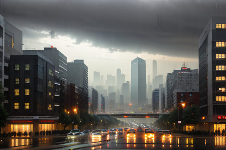 Rain on the outside the city in the cityの素材