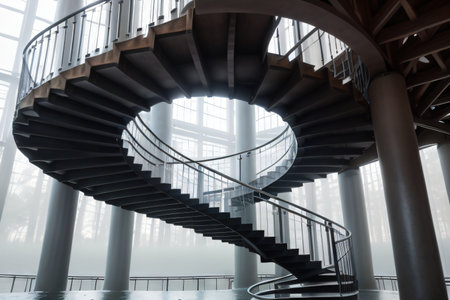 Spiral staircase built with steel and modern architecture designの素材