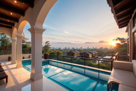 Luxury home architecture with modern decoration with poolの素材