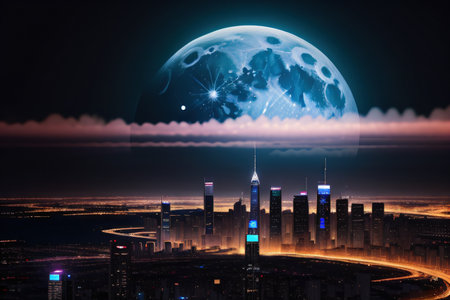 Vaporwave night city landscapeの素材