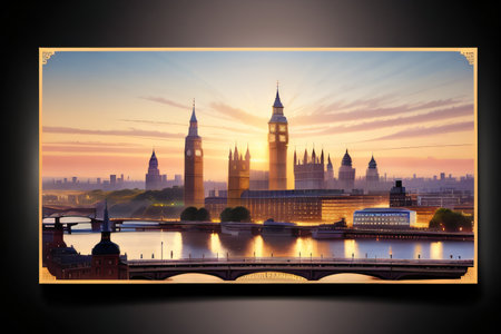 Background banner design featuring an illustrated representation of famous Bigの素材