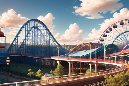 Roller Coaster on Amusement Parkの素材