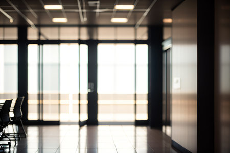Abstract blurred interior blurry working space with defocused use for background or backdrop in businessの素材