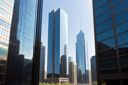 glass city building reflectionの素材