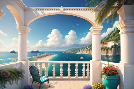 Digital of the view from the terrace to the rocky Photoの素材