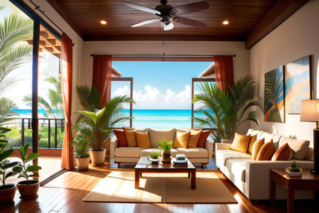 Tropical style living interior designの素材