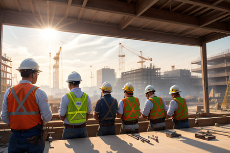 of men in white old working at construction site during buildingの素材