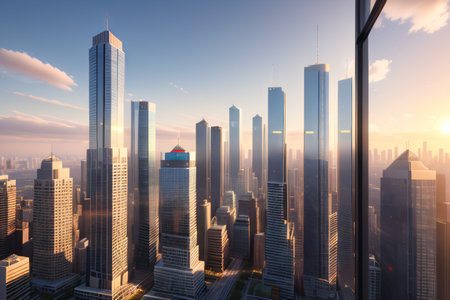 Mirror building in high tech skyの素材