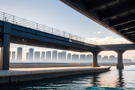 use of striped black wave steel metal sheets in a long line on the port creates a striking visual adding a modern and dynamic touch to the industrialの素材