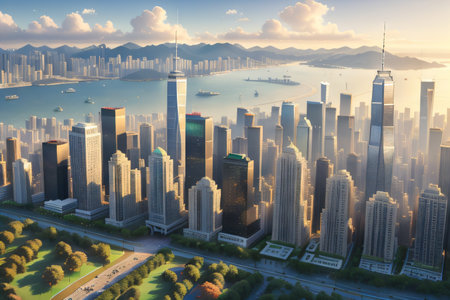 green city landscape a sustainable development project AIの素材