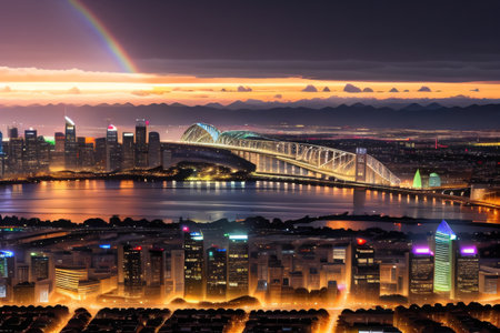 rainbow over cityの素材