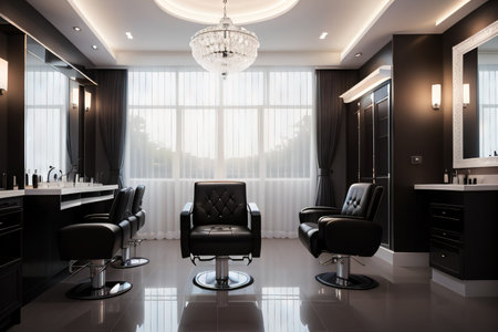 Luxurious salon with modern design and professional offering a comfortable and fashionable environment for andの素材