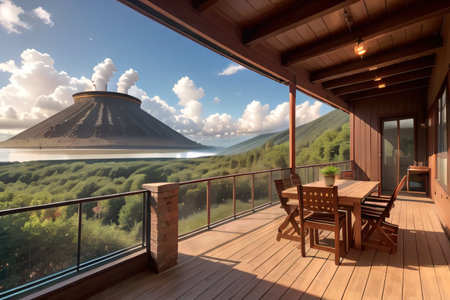 Gheothermal energy power plant near lakeの素材