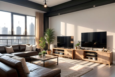 Living room industrial style interior designの素材