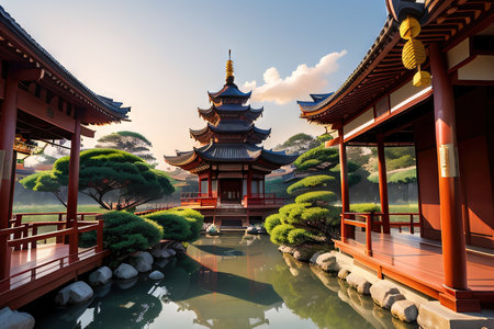 sunset in the templeの素材