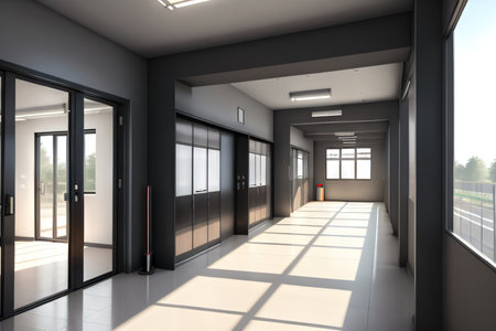 School entrance with high ceilingの素材