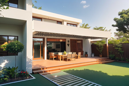 Sustainable eco friendly home Modern architecture of home with renowable energyの素材