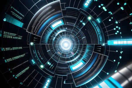 Science Biotechnology of DNA under microscope on futuristic helix Science conceptの素材