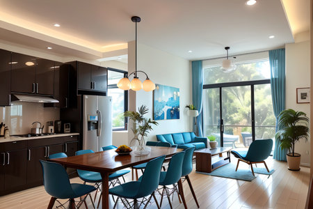 Blue Sustainable Mid Century Modern Spring Kitchen Interior Made withの素材