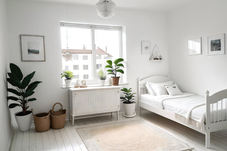 White room Scandi boho interior Free poster picture dry friendlyの素材