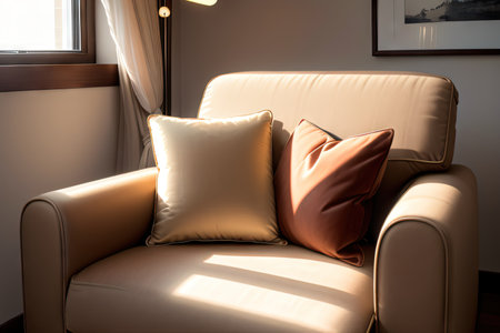 Modern velvet lounge chair isolated on transparentの素材