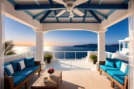 Impresionantes vistas del mar en un apartamento en hotel de lujo en islas salÃ³n con vistas a la casa en el hecho conの素材