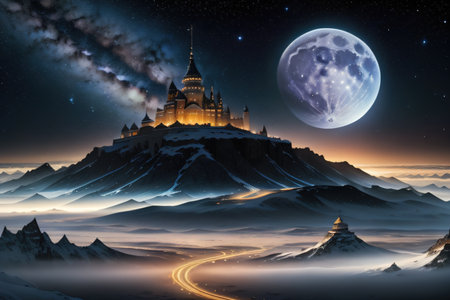 of alien landscape with castle in theの素材