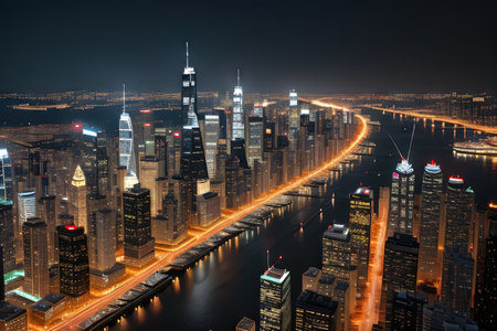 aerial view of the modern cityの素材