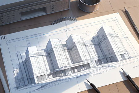 Explore an architect in skillfully sketching a unveiling the art of construction andの素材