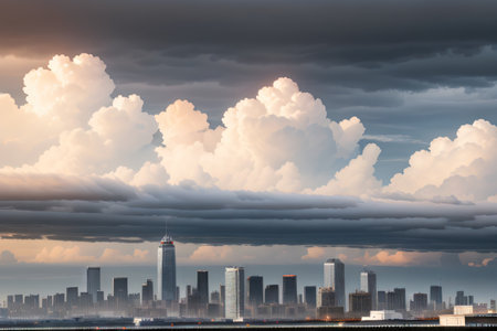 City skyline with cloudyの素材