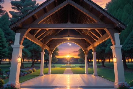 Serene Tranquil Church in the Parkの素材