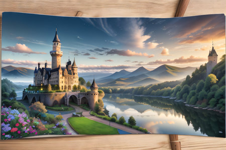 beautiful landscape with clouds in backgroundの素材