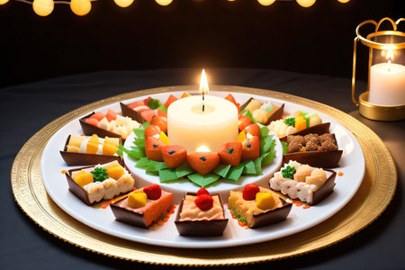 Divali food selection of traditional festive overheadの素材