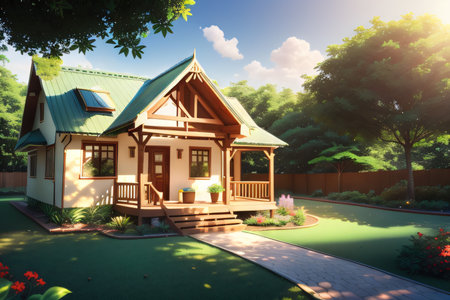 Eco friendly house in sunny environment Copy Created withの素材