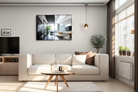 Canvas Frame on wall of a modern living room with created usingtoolの素材