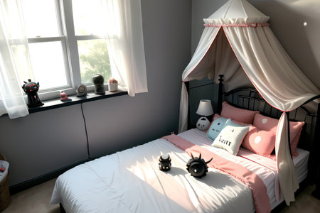 of little afraid of monster in bedroom AIの素材