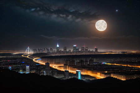 city at night technologyの素材