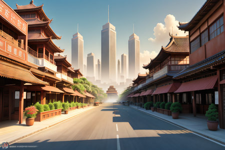 Tourism drawing asia landscape travel city art architectureの素材