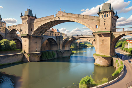 the bridge over the riverの素材