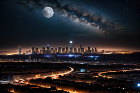 city skyline at night backgroundの素材