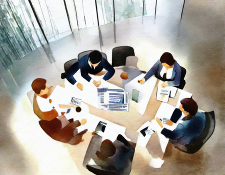 Group of business people having a meeting in a modern office. Illustrationの素材