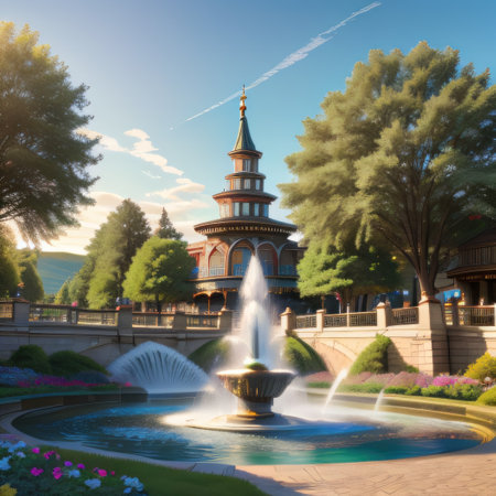 town town village animation cinema artwork lovely landscape view cleanの素材