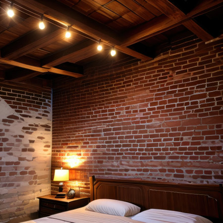 Brick wall with Background in vintage boho loft Photostudioの素材