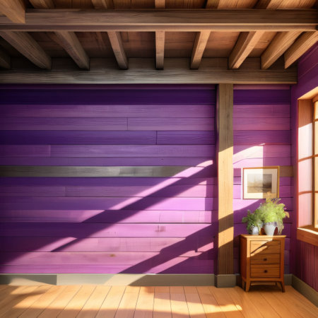 A wooden wall painted in a vibrant shade ofの素材