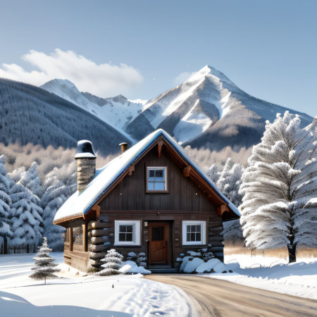winter landscape with houseの素材