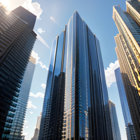 A towering skyscraper with countless windows created with technologyの素材