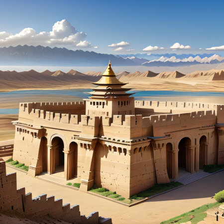 palace on the plateau landscape viewの素材