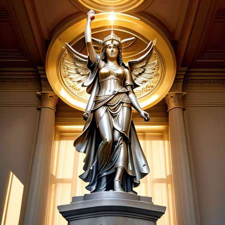 Statue of the Goddess of Justice Themis in the room or in theの素材